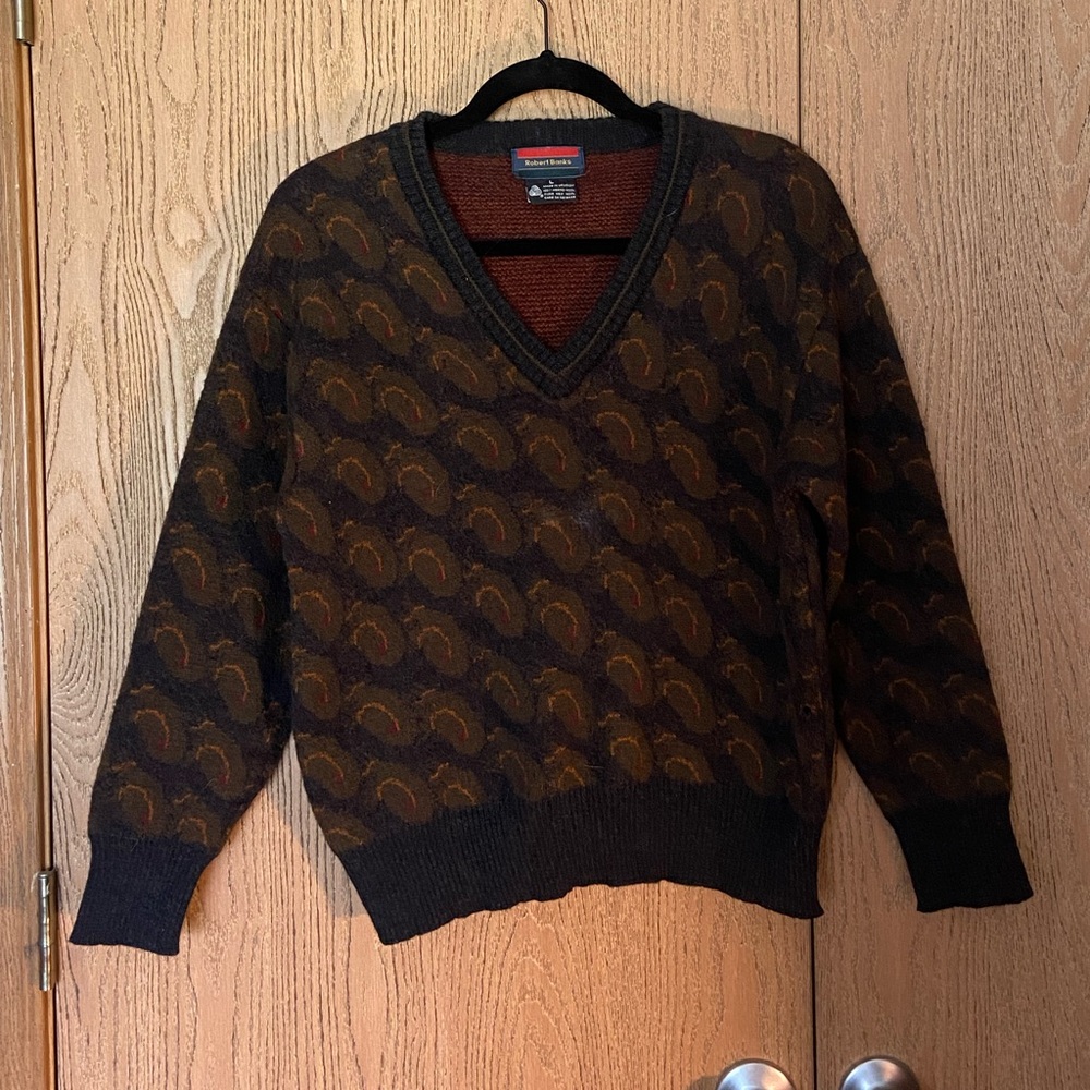 Vintage brown, yellow, red pattern sweater